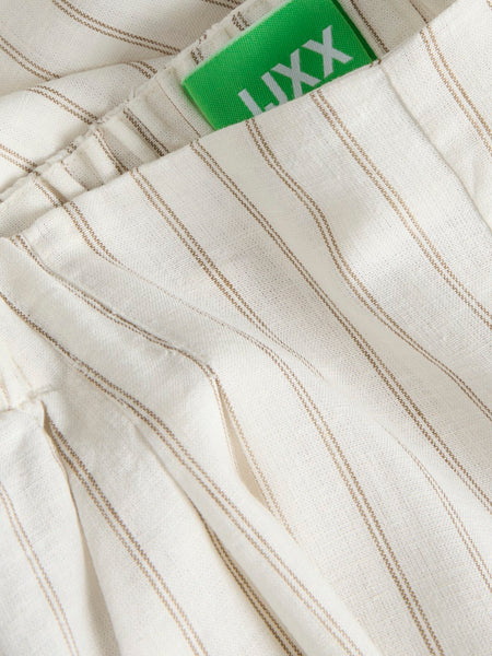 JJXX Striped Linen Bend Wide Leg Trousers in Cream