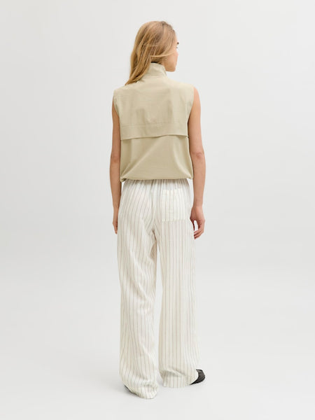 JJXX Striped Linen Bend Wide Leg Trousers in Cream