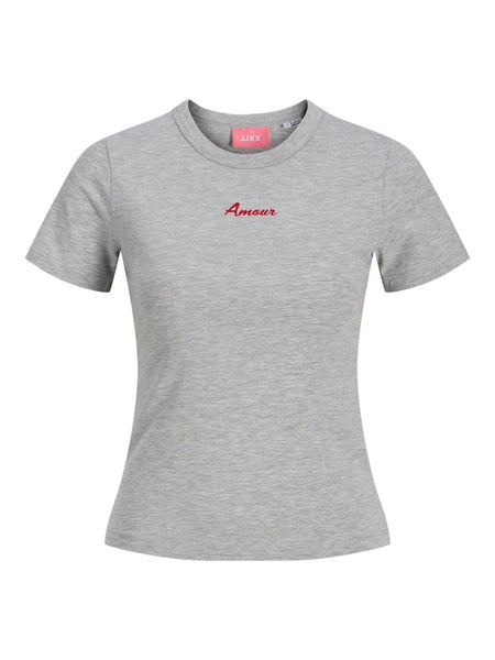 JJXX "Amour" Print T-Shirt in Light Grey