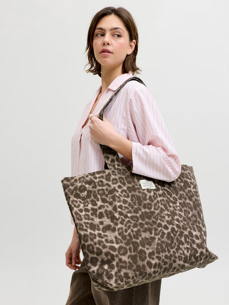 JJXX Leopard Print Tote Bag in Brown