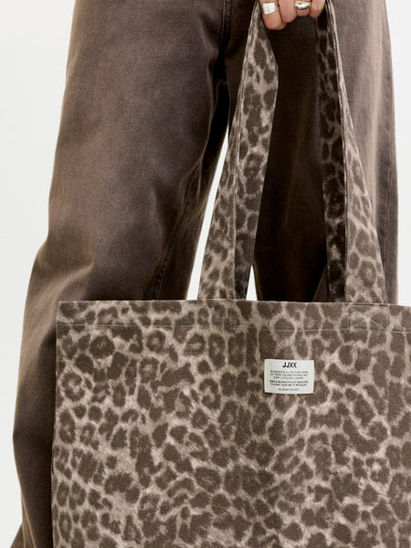 JJXX Leopard Print Tote Bag in Brown