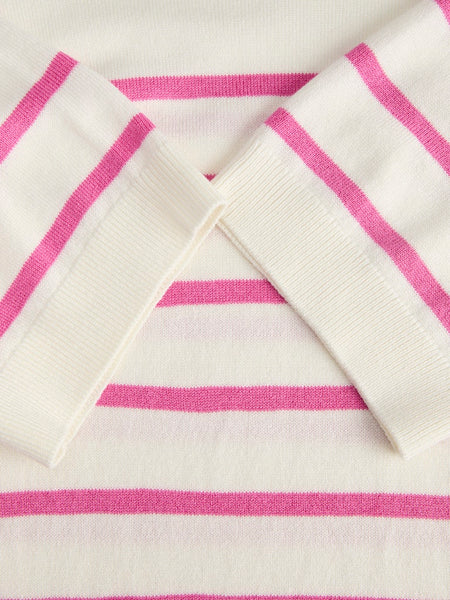 JJXX Striped Short Sleeve Knit Top in Pink