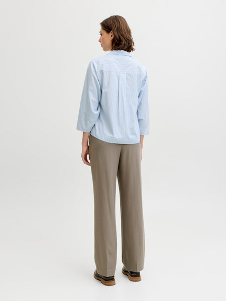 JJXX Striped 3/4 Sleeve Poplin Blouse in Blue