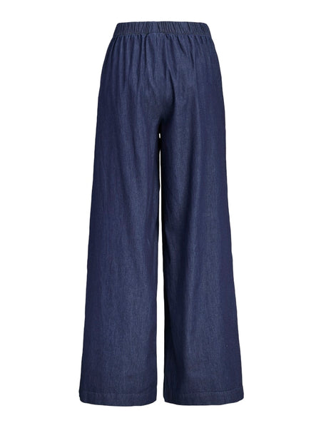 JJXX Wide Leg Denim Look Trousers in Dark Blue