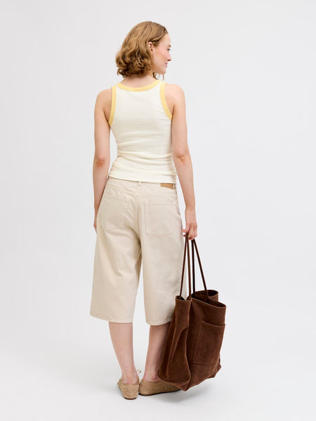 JJXX Lemon Print Tank Top in Cream