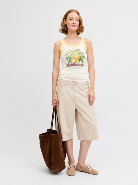 JJXX Lemon Print Tank Top in Cream