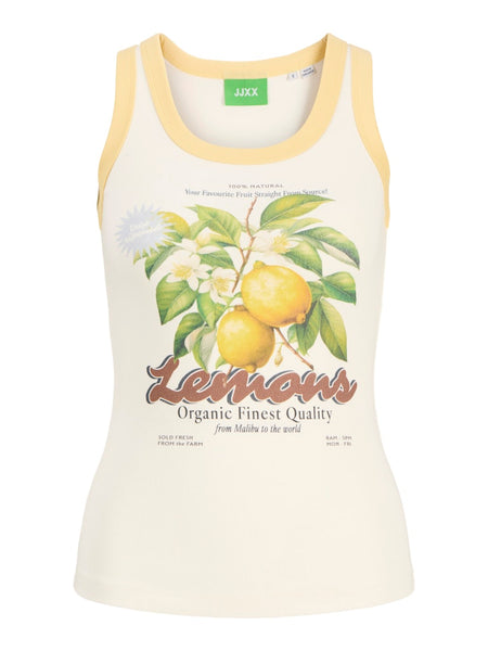 JJXX Lemon Print Tank Top in Cream