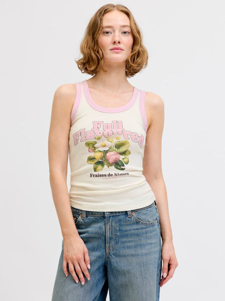 JJXX Strawberry Print Tank Top in Cream