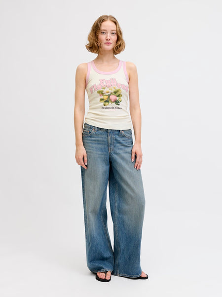 JJXX Strawberry Print Tank Top in Cream