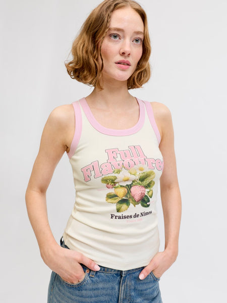 JJXX Strawberry Print Tank Top in Cream