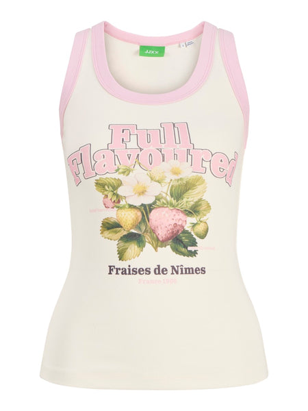 JJXX Strawberry Print Tank Top in Cream
