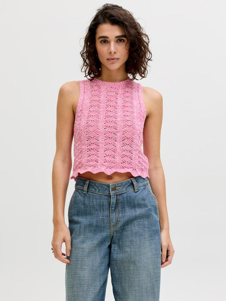 JJXX Scallop Edge Knit Vest in Pink