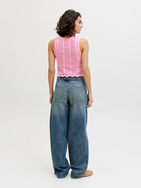 JJXX Scallop Edge Knit Vest in Pink