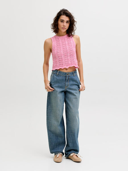 JJXX Scallop Edge Knit Vest in Pink