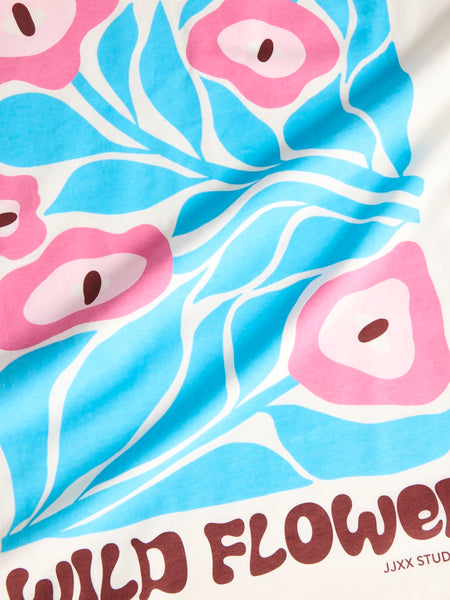 JJXX Loose Fit "Wild Flower" Printed T-Shirt in Cream