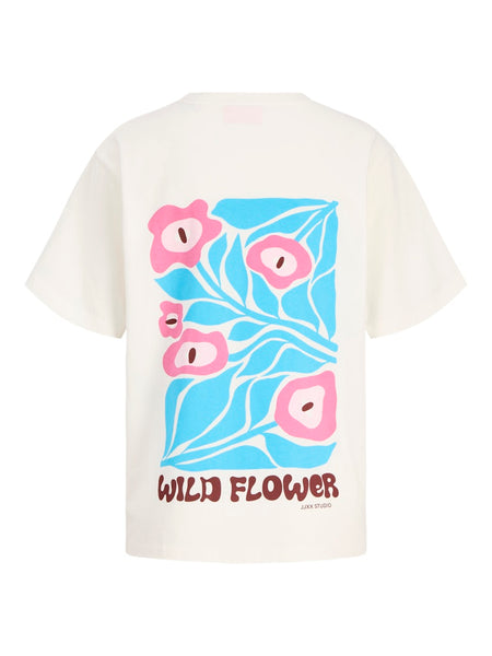 JJXX Loose Fit "Wild Flower" Printed T-Shirt in Cream