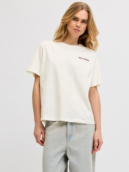 JJXX Loose Fit "Wild Flower" Printed T-Shirt in Cream