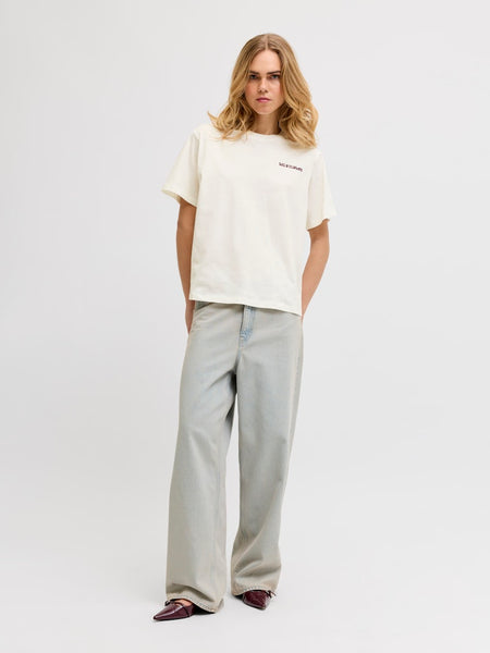 JJXX Loose Fit "Wild Flower" Printed T-Shirt in Cream