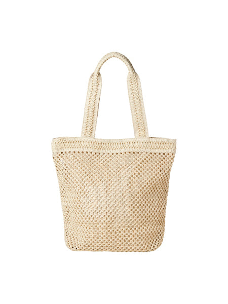 JJXX "Here Comes The Sun" Straw Tote Bag in Beige