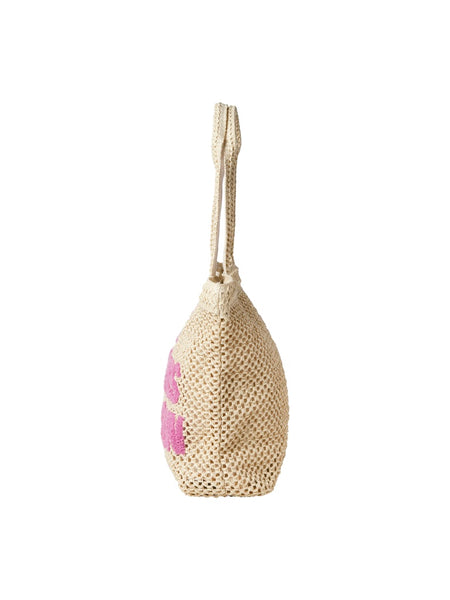 JJXX "Here Comes The Sun" Straw Tote Bag in Beige