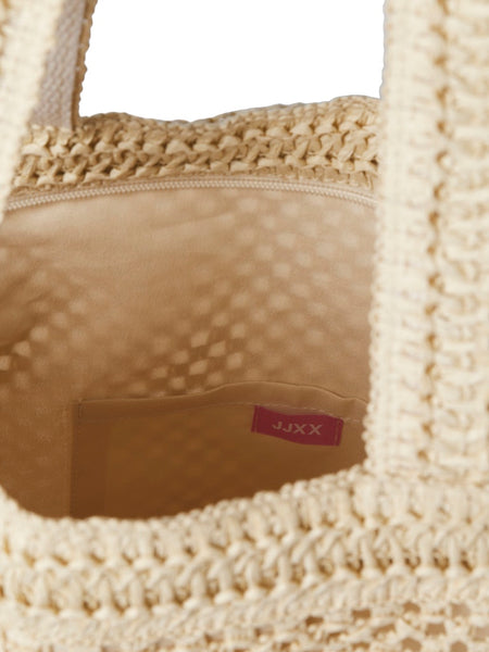 JJXX "Here Comes The Sun" Straw Tote Bag in Beige