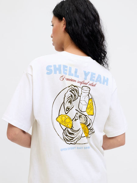 JJXX Loose Fit "Shell Yeah" T-Shirt in White