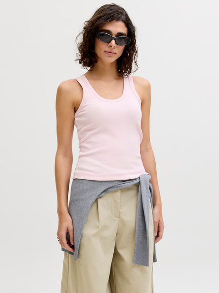 JJXX Ribbed Scoop Neck Tank Top in Pink