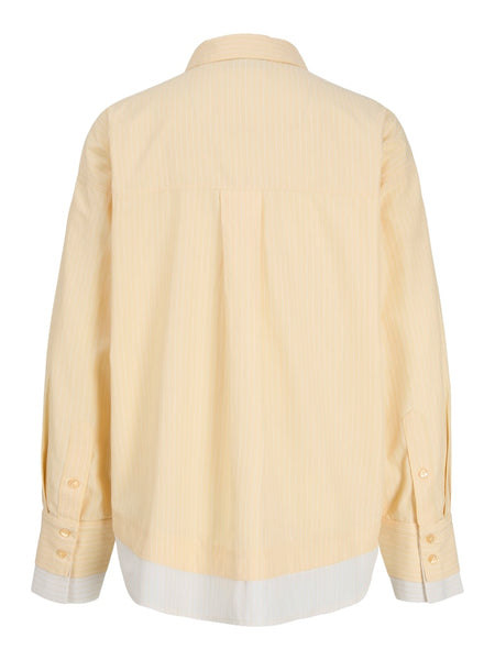 JJXX Striped Double Hem Poplin Shirt in Yellow