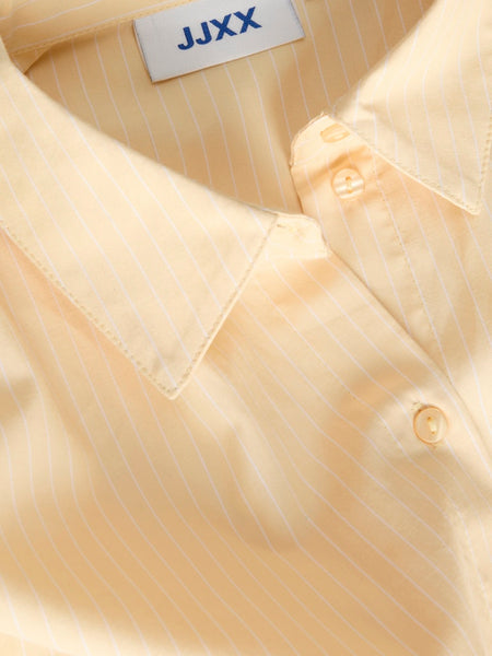JJXX Striped Double Hem Poplin Shirt in Yellow
