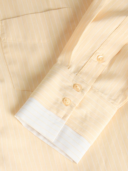 JJXX Striped Double Hem Poplin Shirt in Yellow