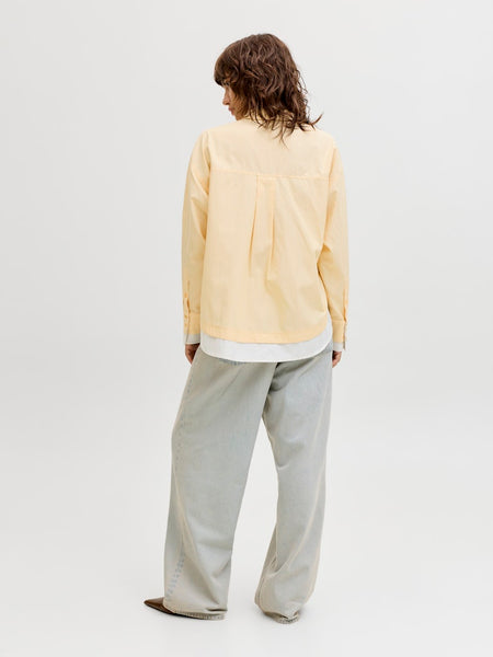 JJXX Striped Double Hem Poplin Shirt in Yellow