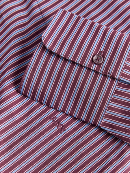 JJXX Striped Poplin Shirt in Burgundy