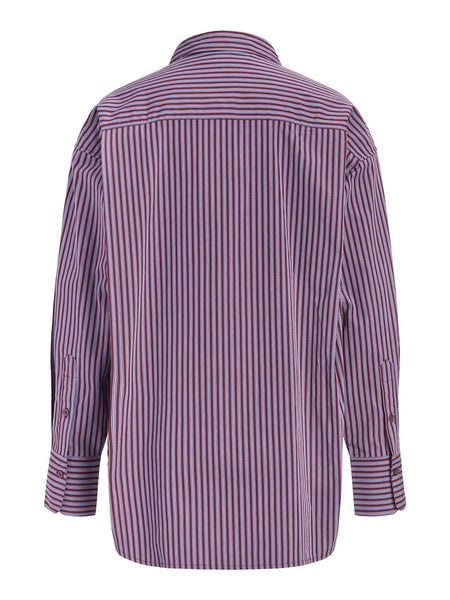 JJXX Striped Poplin Shirt in Burgundy