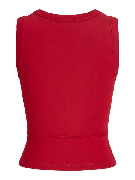JJXX Short V-Neck Tank Top in Red
