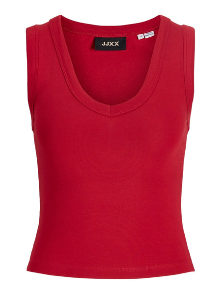 JJXX Short V-Neck Tank Top in Red