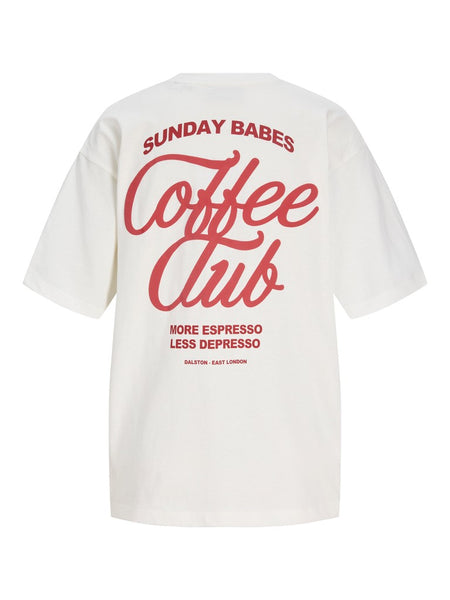 JJXX Loose Fit "Coffee Club" T-Shirt in White