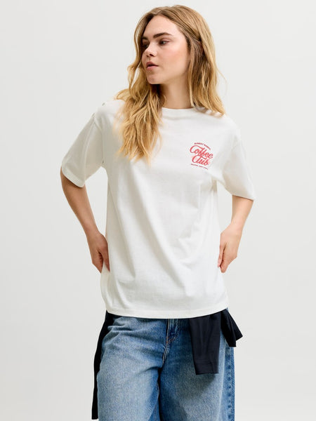 JJXX Loose Fit "Coffee Club" T-Shirt in White