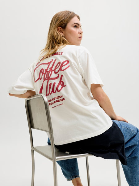 JJXX Loose Fit "Coffee Club" T-Shirt in White