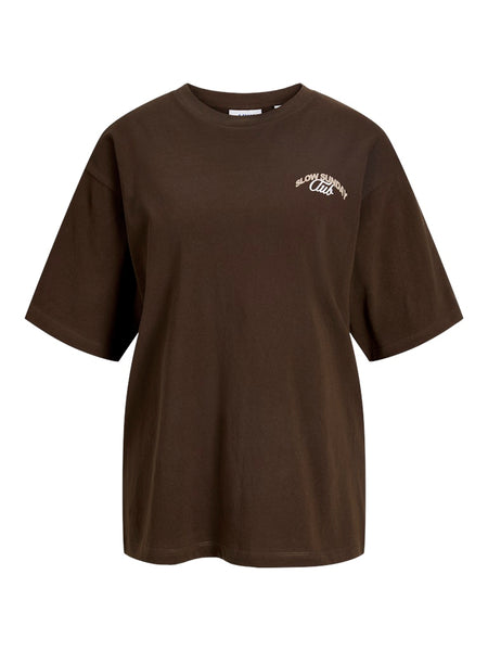 JJXX Loose Fit "Slow Sunday Club" T-Shirt in Brown
