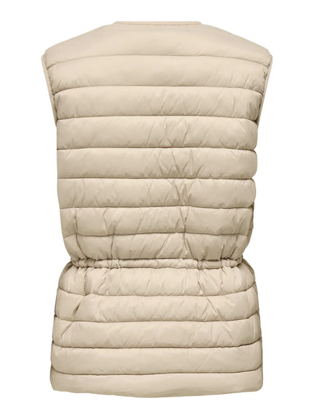 JDY Quilted Tie Gilet in Beige