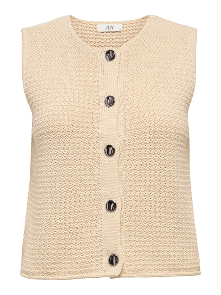 JDY Knit Button Vest in Beige