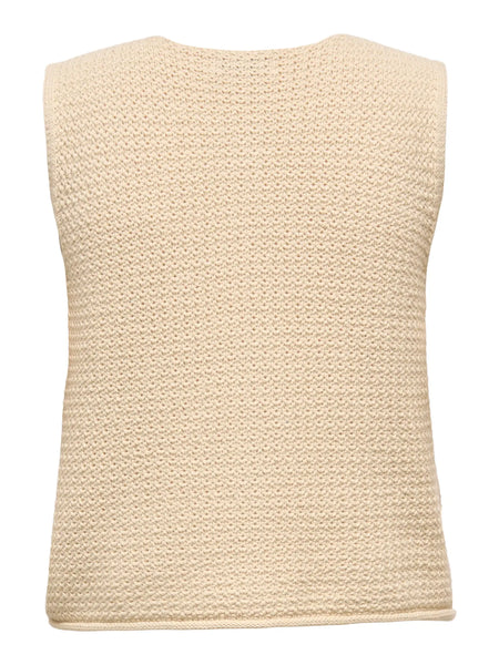 JDY Knit Button Vest in Beige