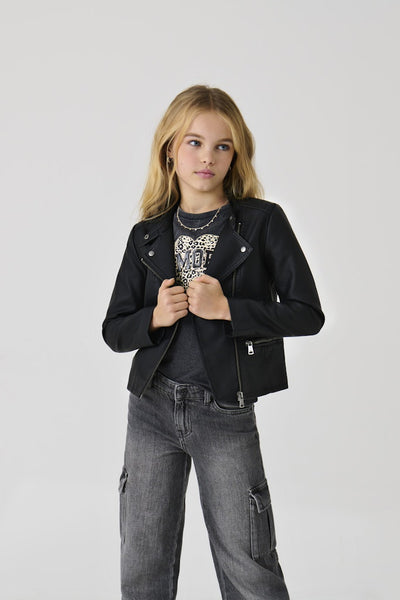 KIDS ONLY Faux Leather Biker Jacket in Black