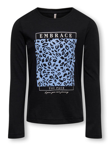 Kids Only Printed "Embrace" Long Sleeve Top in Black