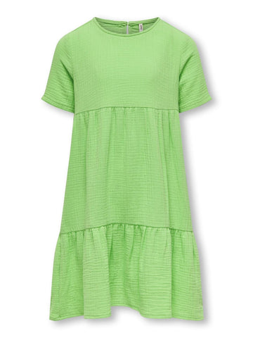 Kids Only Short Sleeve Layered Dress in Green