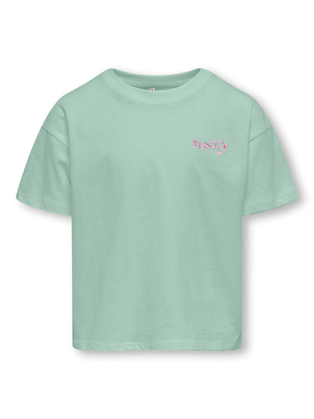 Kids Only Embroidered Crop T-Shirt in Green