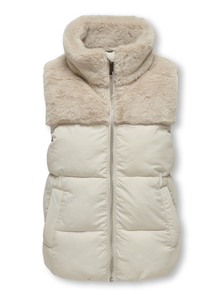 Kids Only Faux Fur Detail Gilet in Cream