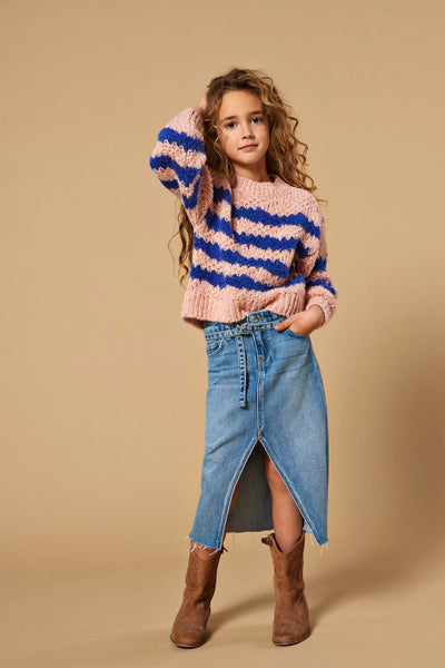 Kids Only Striped Chunky Knit Jumper in Pink