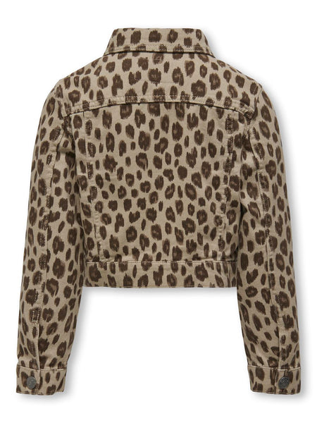 Kids Only Leopard Print Denim jacket in Beige