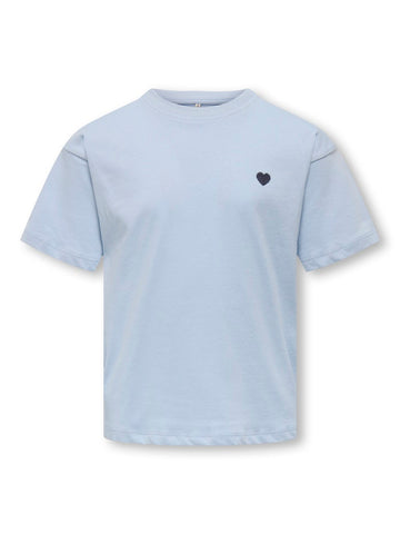KIDS ONLY Embroidered Heart Detail T-Shirt in Blue